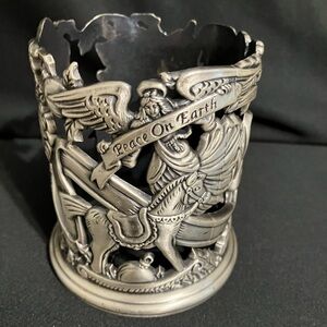 Christmas Candle Silvery Pewter Votive Candle Holder Different Designs 3.5”h x3”